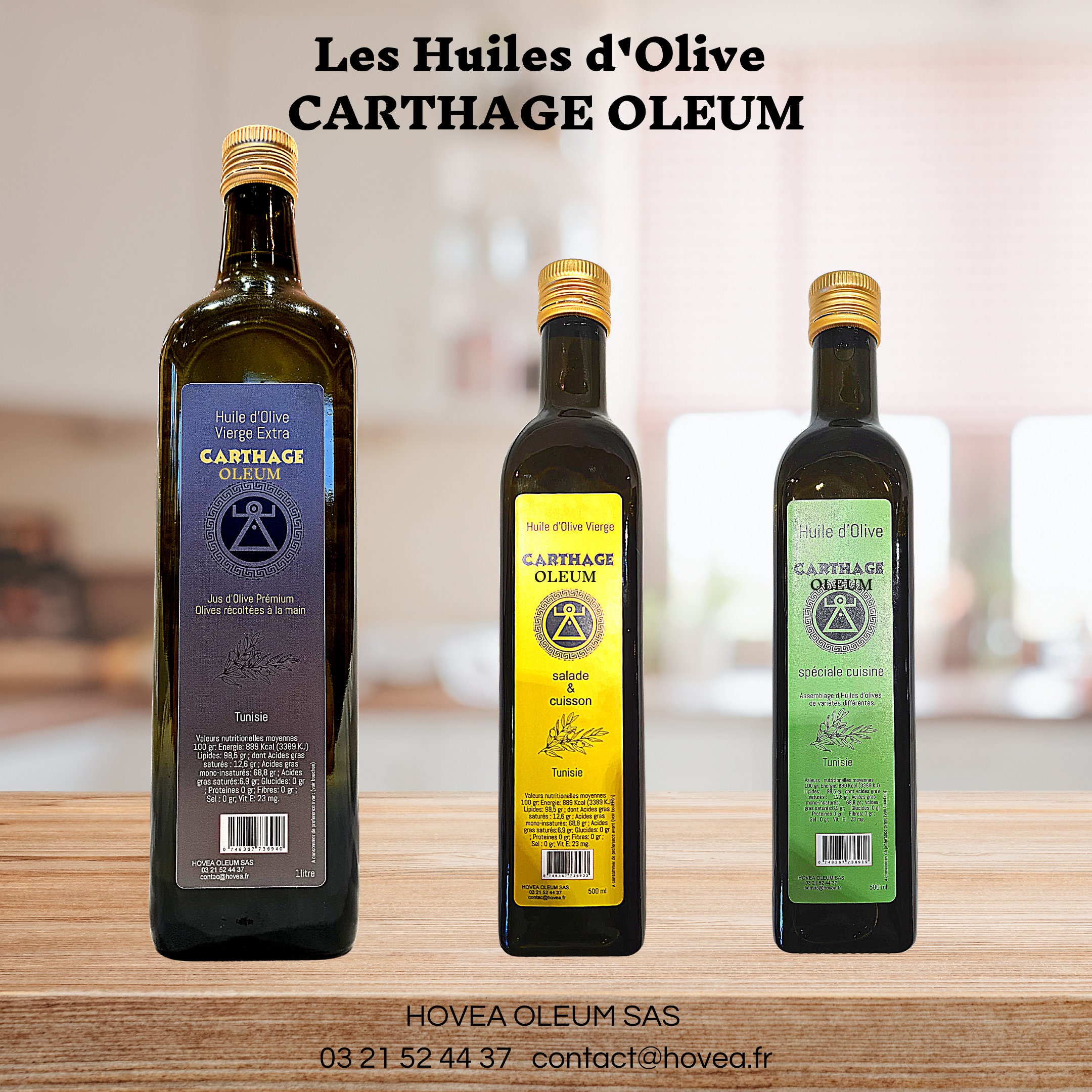 Huile d'olive Bouteille de 500 Ml et 1 Litre Origine Hergla Tunisie