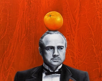 The Godfather Collection, film art, Vito Corleone, bar decoration, red painting, decorative prints, cinema illustration