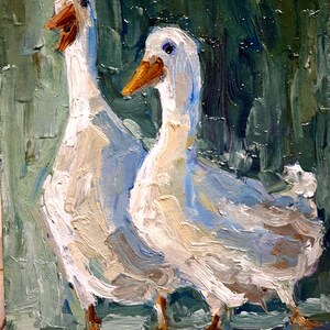 Pintura de pato Pintura al óleo Pintura original Arte de mascotas Arte de pared de pato Pintura pequeña Arte de animales Cartón pintado a mano 6\8 in