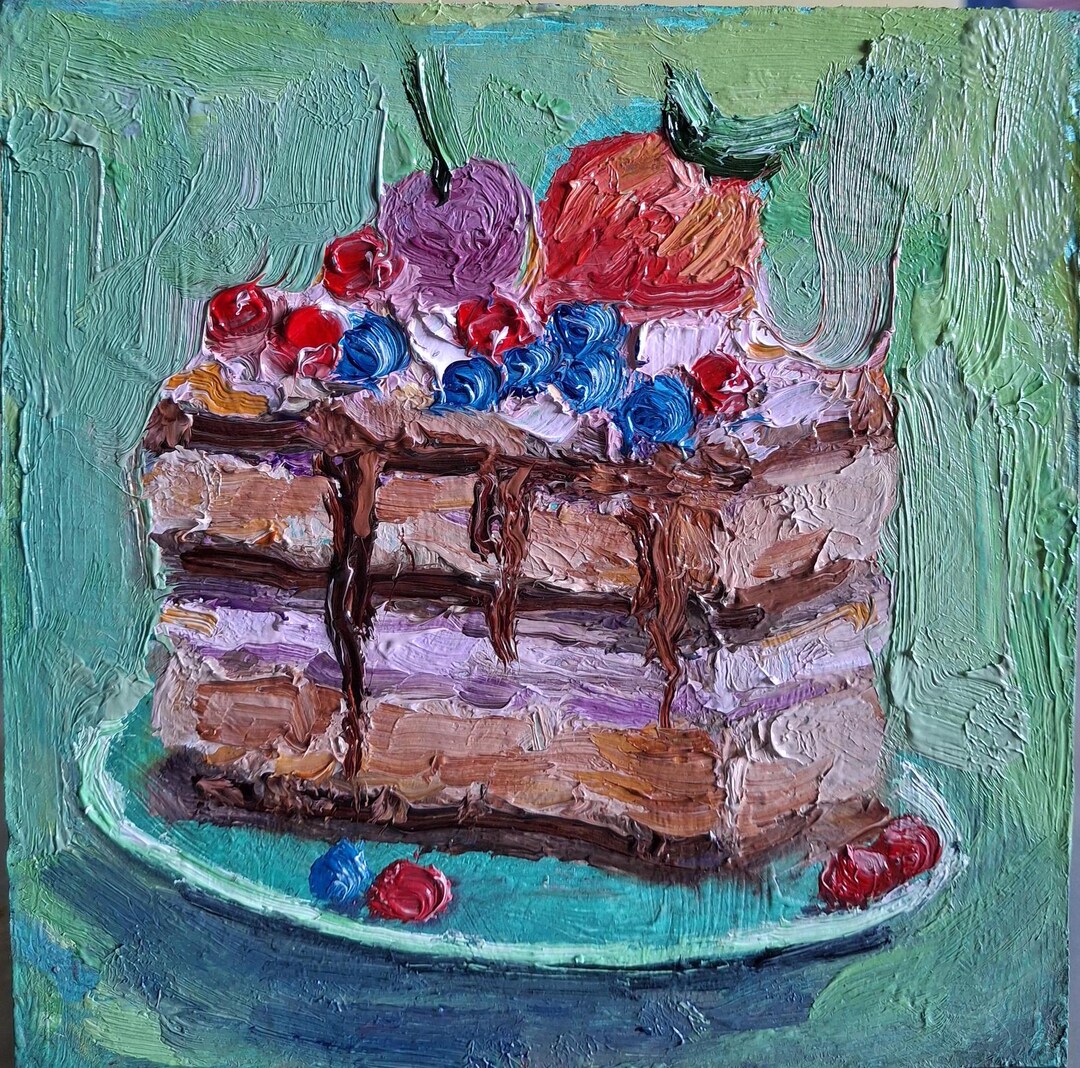 Mini Cake Painting mini Cake With Berries Original Painting mini Cake Mini Cake Painting mini Cake With Berries Original Painting mini Cake