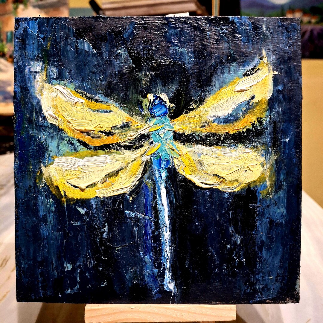 Dragonfly Painting Oil Painting Dragonfly Wall Art Original Picture ...