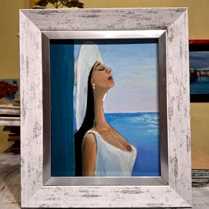 Woman painting Figurative art Oil painting Woman in hat painting Original painting Romantic woman painting Hardboard 8\10 in