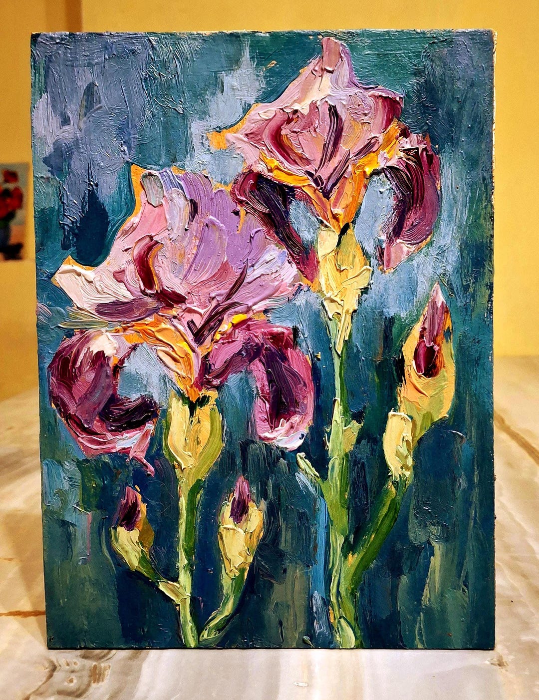 Iris Oil Painting Original Artwork Flowers Painting Impasto Painting ...