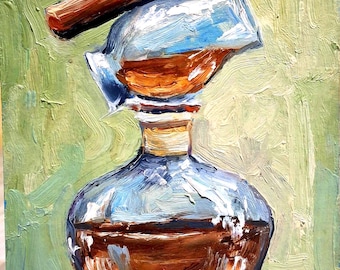 Whiskey Painting Ol Painting Cigar Painting Alcohol Art Original