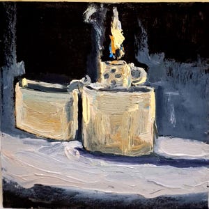 Pintura de encendedor de mano Pintura al óleo Pintura pequeña Pintura original Pintura con y sin marco Arte de pared Cartón 6\6 in