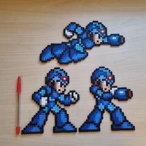 Mega Man X hecho con cuentas perler