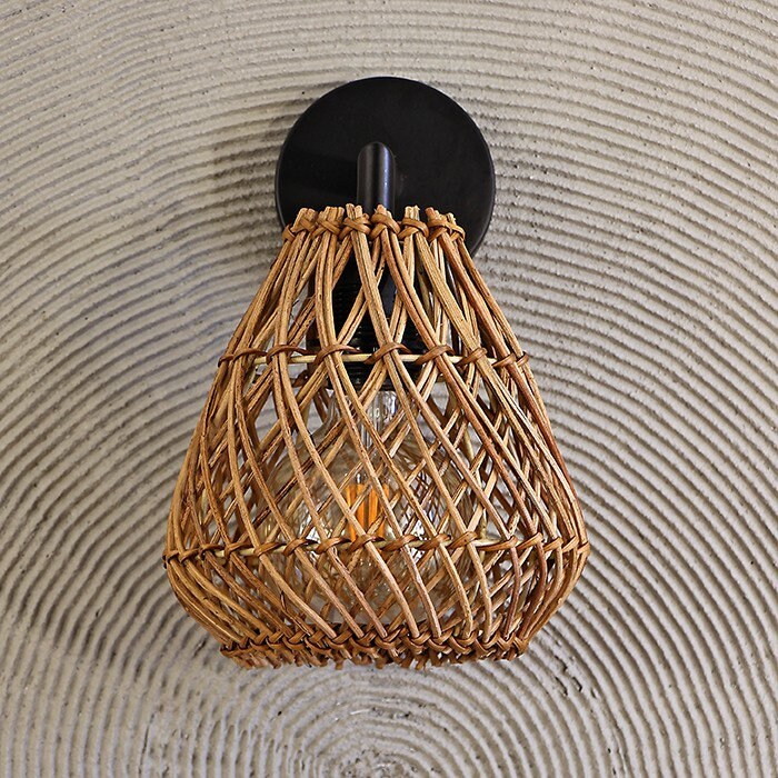 Sconce Murale En Rotin,