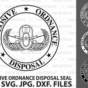 EOD Badge Vector Graphic, Explosive Ordnance Disposal Seal (svg, png, jpg, dxf)