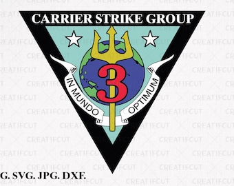 Distintivo di grado del Carrier Strike Group Tree della Marina degli Stati Uniti in formato SVG, insegna USN CSG-3, clipart PNG, file SVG, DXF e JPG per il taglio.