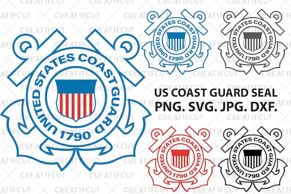 United States Coast Guard Seal svg. Color, black, red, blue USCG seal gift graphic clip art. USAF Cutting svg, dxf and jpg files.