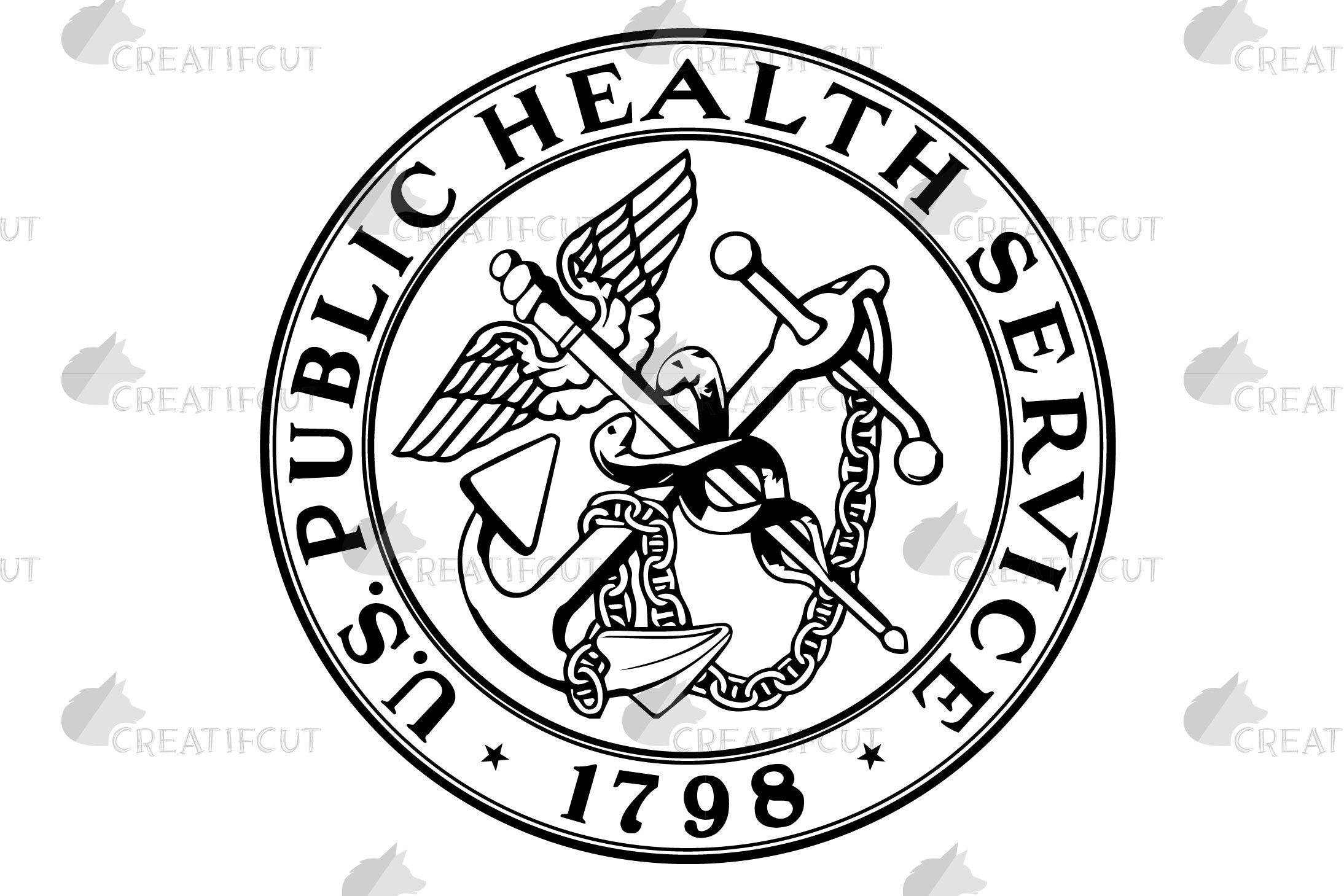 Usphs Pin United States Public Health Service Seal and Insignia Svg. Black, Red ...