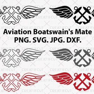 United States NAVY Aviation Boatswain&#39;s mate rating badge svg, USN ABM insignia clip art. Aviation Boatswain png, cutting svg dxf and jpg.