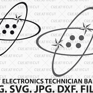 Insignia de calificación de técnico en electrónica de la Marina de los EE. UU., insignia de calificación ET, archivos png, svg, dxf y jpg para cortar. Regalo de la Marina para ella y para él.