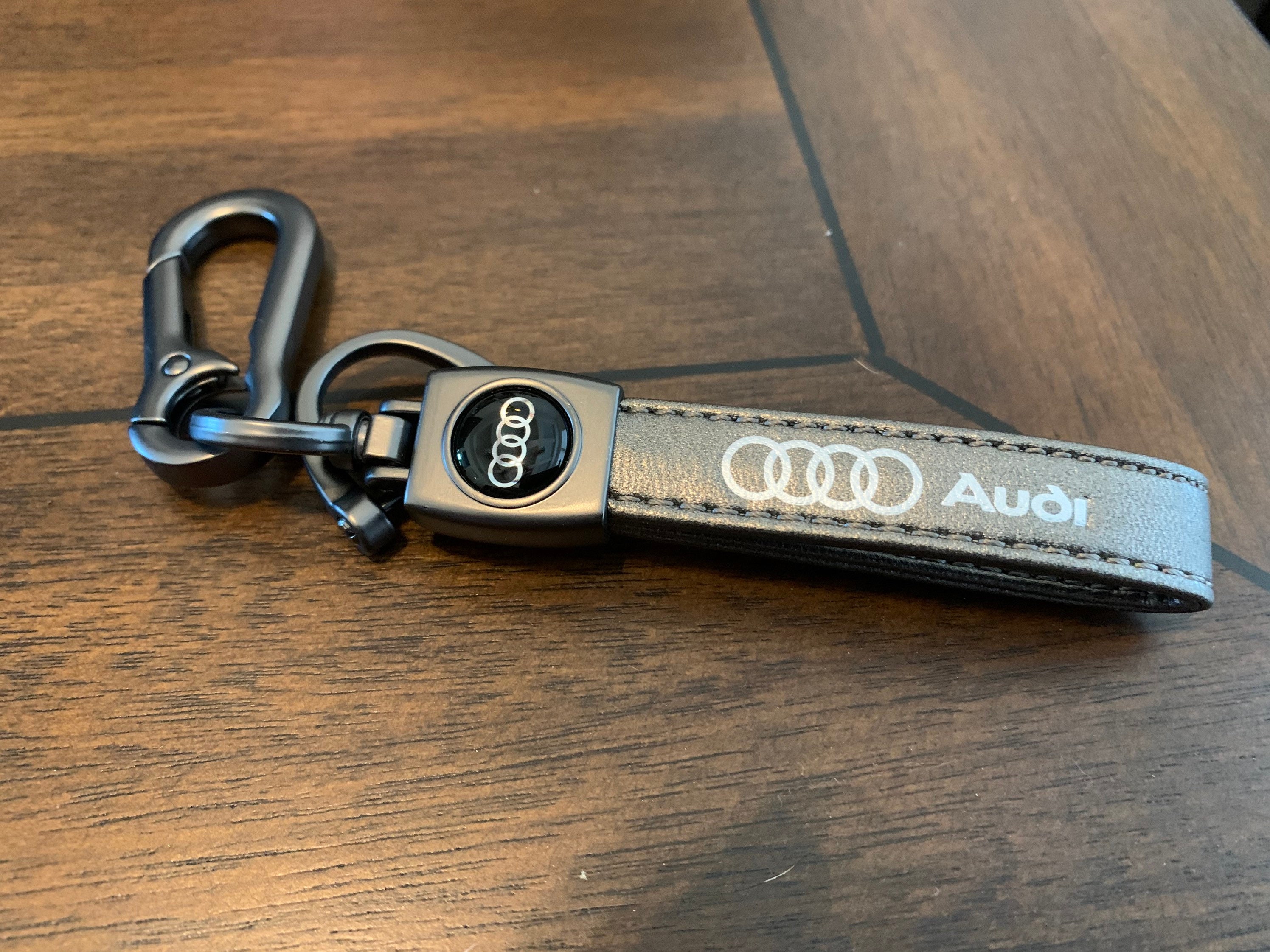 Audi Leather Keychain platinum silver Free Shipping Etsy