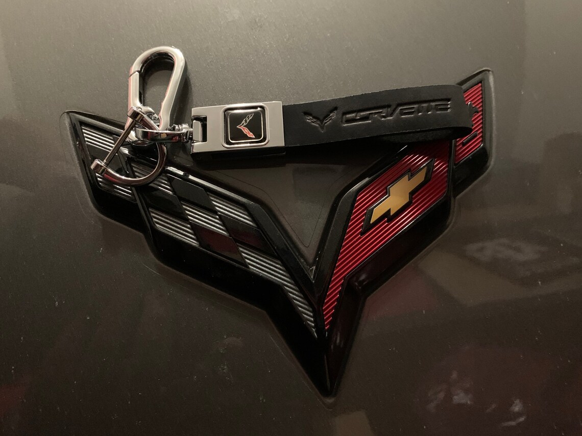 Chevrolet Corvette Key Chain Red or Black Silver Leather or Etsy