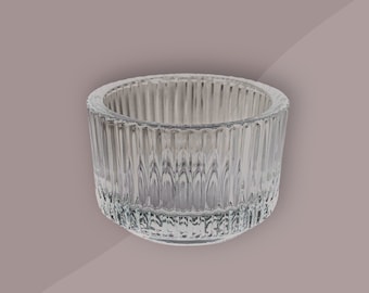 12 mini FORA candle vessels fluted glass (empty) or tealight holder