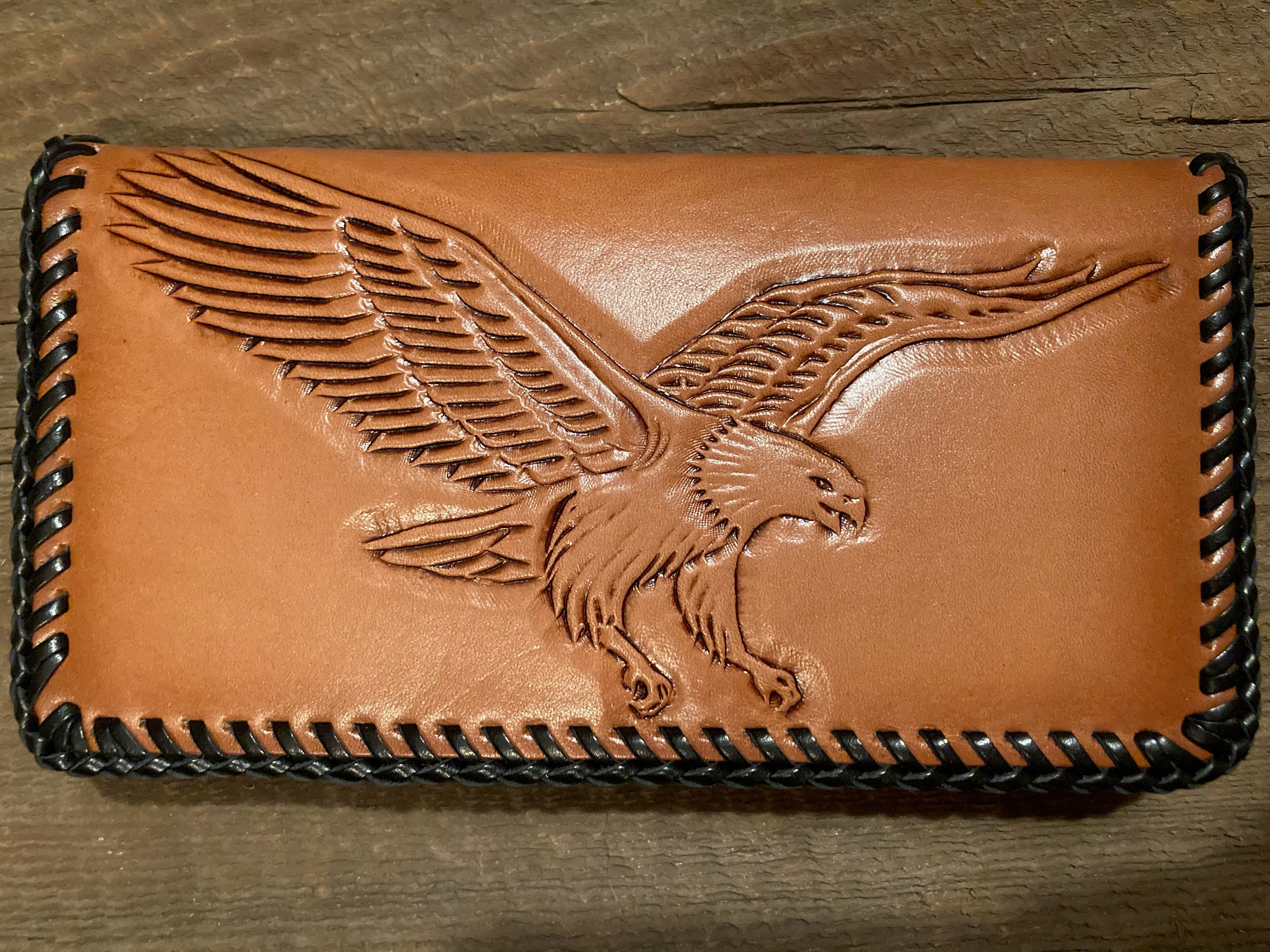 Checkbook Cover Flying Eagle Scene Deluxe Handcrafted Etsy