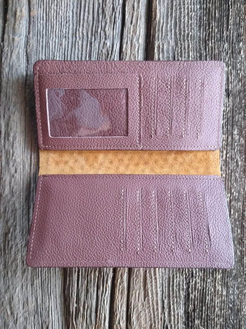 10 pocket leather Roper Wallet credit card liner and cash pockets in brown basket weave design and brown body