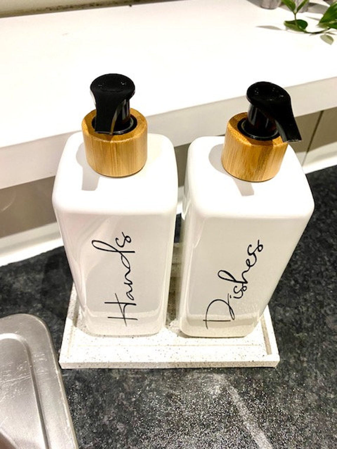soap dispenser tray set