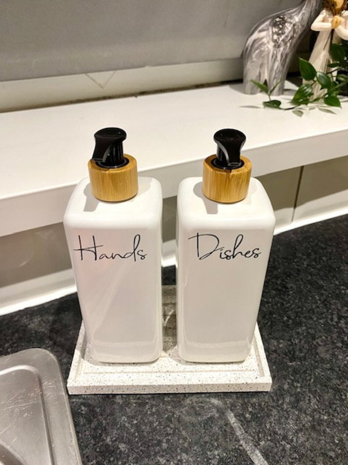 soap dispenser tray set