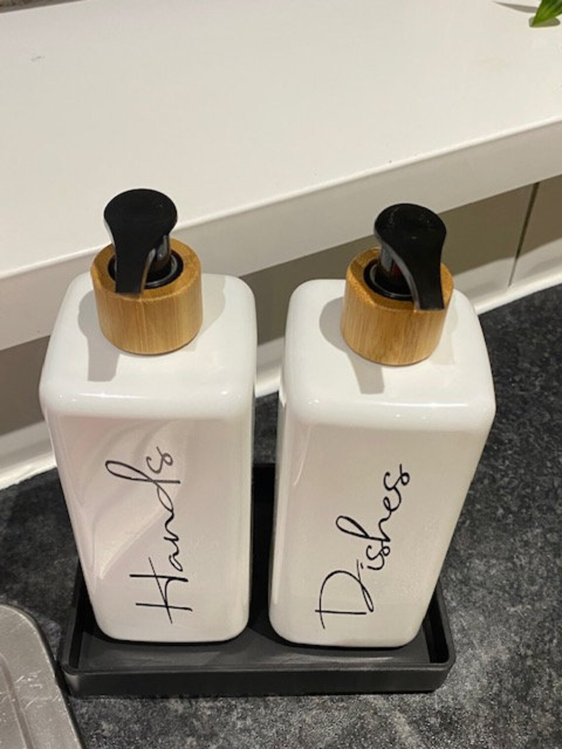 Monochrome soap dispenser & tray set kitchen storage soap Etsy