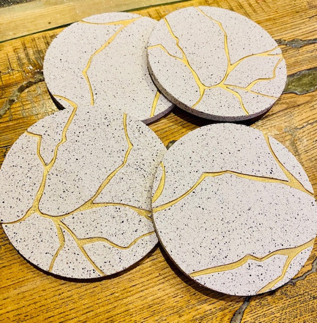 Kintsugi Inspired Coasters Set of Four Contemporary - Etsy UK