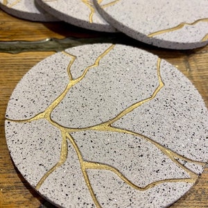 Kintsugi Inspired Coasters Set of Four Contemporary Coaster Round ...