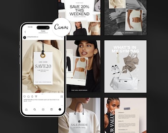 Plantillas para publicaciones de Instagram: Redes sociales para comercio electrónico, diseño editable en Canva (descarga instantánea)