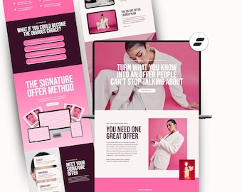 Showit Sales Page Template | Bold Pink One Page Website for Coaches | Coaching Website Template | Sales Page Design
