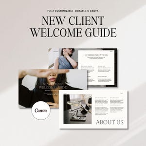 Modèle Canva de dossier de bienvenue client : guide d'intégration modifiable (téléchargement numérique