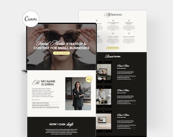 Plantilla de página de ventas de Canva: Administrador de redes sociales, asistente virtual (diseño de una página) (Descarga en PDF)