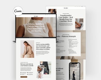 Plantilla de sitio web neutral de Canva: Diseño de sitio web de varias páginas para entrenadores