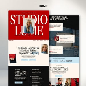 May include: A website design studio's homepage design is displayed, featuring a red header with the text "STUDIO LUME" in large white letters. The design includes the text "We Create Designs That Make Your Business Impossible To Ignore."