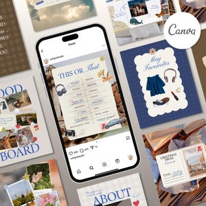 Paquete de plantillas de Instagram Canva para álbumes de recortes / Plantillas creativas para publicaciones de Instagram / Gráficos editables y elegantes para Instagram