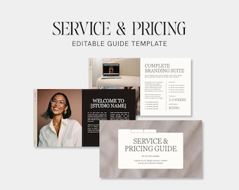 Editable Service & Pricing Guide "Mira" Canva Template, Editorial Design
