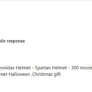 May include: A gold-colored Spartan helmet with a black plume, displayed on a red stand. The helmet is a replica of the one worn by King Leonidas in the movie "300". The image includes text that says "Great King Leonidas Helmet".