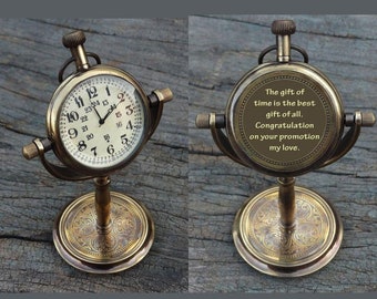 New Job Gift Congratulations Gift Way to Grow Job Promotion Gift Co-worker Gift, Brass Desk Clock, Gift for Women