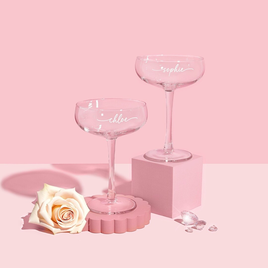 Personalised Champagne Coupe Glass, Bridesmaid Glasses, Bridesmaid