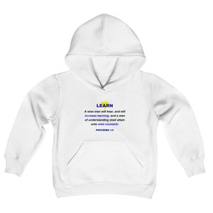 LEARN - Proverbs - Youth - Heavy Blend Hooded Sweatshirt image 1
