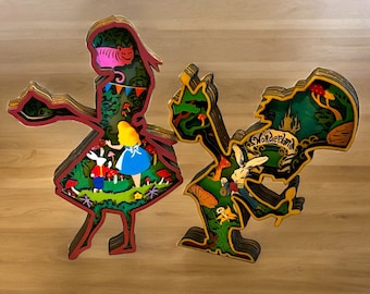 Alice in Wonderland 3D Art: Hand-Painted Nursery Decor