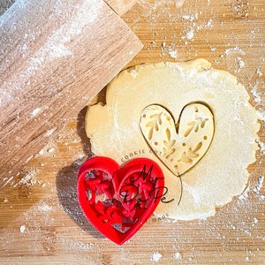 Leaf heart cookie cutter | Decorated heart cookie cutter | MyDoPe cookie cutter | St Valentin cookie cutter | Wedding cookie cutter