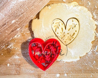 Leaf heart cookie cutter | Decorated heart cookie cutter | MyDoPe cookie cutter | St Valentin cookie cutter | Wedding cookie cutter