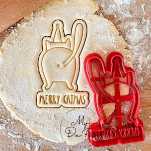 Merry Catmas cookie cutter | christmas cookie cutter | MyDoPe cookie cutter | Cat butt cookie cutter | Clay and fondant cookie cutter