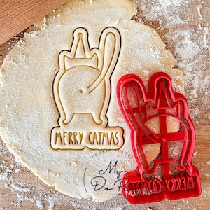 Merry Catmas cookie cutter | Christmas cookie cutter | MyDoPe cookie cutter | Cat butt cookie cutter | Clay and fondant cookie cutter
