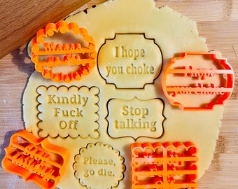 Keksausstecher mit Grüßen | Formen mit lustigen Sätzen | Gadgets für Erwachsene | Respektlose und vulgäre Formen für Freunde