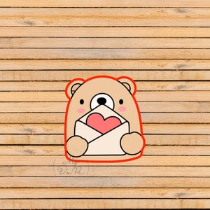 ESBOÇO Urso dos Namorados com carta de amor - cortador de biscoitos MyDoPe