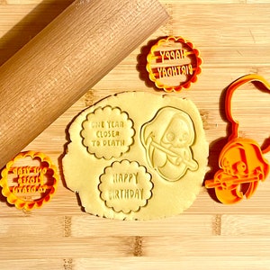 Happy Birthday cookie cutter / Halloween cookie cutter / horror kawaii /adults cookie cutter / funny mean cookie cutter/horror gift/  MyDoPe