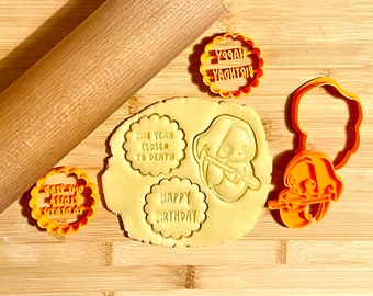 Happy Birthday cookie cutter / Halloween cookie cutter / horror kawaii /adults cookie cutter / funny mean cookie cutter/horror gift/ MyDoPe