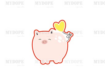 Pig with Heart Balloon Cookie Cutter - MyDoPe Cutters