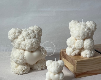 Rozenbeer Kaars | Rozen Teddy Kaars | Valentijnsdag kaars
